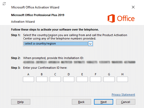 How to Activate Office 2019 by Phone